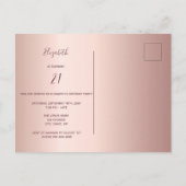 21歳の誕生日バラ金ゴールドグリッター写真の招待 ポストカード (裏面)