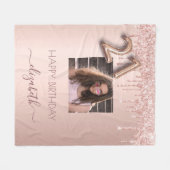 21歳の誕生日バラ金ゴールドグリッター赤面写真 フリースブランケット (正面(横))