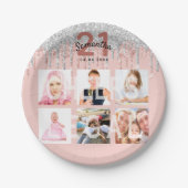 21歳の誕生日バラ金ゴールドグリッター赤面銀写真 ペーパープレート (正面)