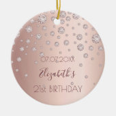 21歳の誕生日バラ金ゴールドスパークル21 セラミックオーナメント (正面)