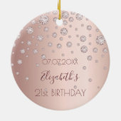 21歳の誕生日バラ金ゴールドスパークル21 セラミックオーナメント (裏面)