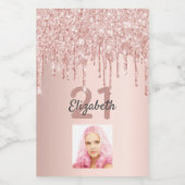 21歳の誕生日バラ金ゴールドピンクのドリップス写真 ワインラベル (シングルラベル)