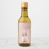 21歳の誕生日バラ金ゴールドピンクのドリップス写真 ワインラベル (正面)