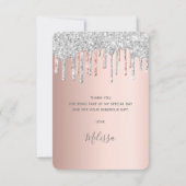 21歳の誕生日バラ金ゴールドピンクシルバーグリッター写真 サンキューカード (裏面)