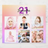 21歳の誕生日バラ金ゴールドピンク写真の法的応援 スパークリングワインラベル (シングルラベル)