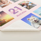 21歳の誕生日バラ金ゴールドピンク写真コラージュ シェルパブランケット (3/4)