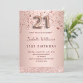 21歳の誕生日バラ金ゴールドピンク星バルーンスクリプト 招待状 (スタンド正面)