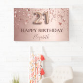 21歳の誕生日バラ金ゴールドピンク星バルーンスクリプト 横断幕 (インサイチュ)