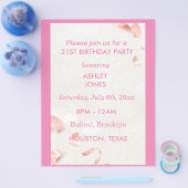 21歳の誕生日バラ金ゴールドピンク |パーティの招待状 チラシ (シングル)