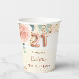 21歳の誕生日バラ金ゴールドフローラの緑の名前 紙コップ