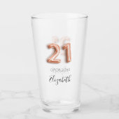 21歳の誕生日バラ金ゴールド名 タンブラーグラス (正面)