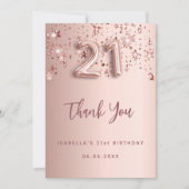 21歳の誕生日バラ金ゴールド星サンキューカード 招待状 (正面)