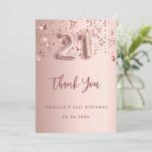 21歳の誕生日バラ金ゴールド星サンキューカード 招待状 (スタンド正面)
