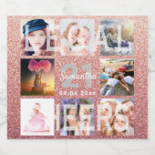 21歳の誕生日バラ金ゴールド法的グリッター写真名 スパークリングワインラベル (シングルラベル)