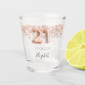 21歳の誕生日バラ金ゴールド紙吹雪名 ショットグラス (正面)
