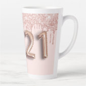 21歳の誕生日バラ金ゴールド赤面ドリップフォト カフェラテマグ (右)