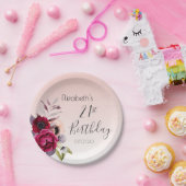 21歳の誕生日バラ金ゴールド赤面ピンク花模様 ペーパープレート (パーティー)