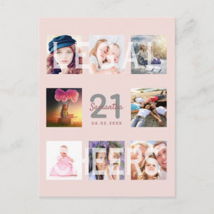 21歳の誕生日バラ金ゴールド赤面写真の招待 ポストカード