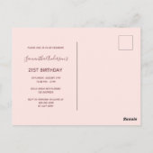 21歳の誕生日バラ金ゴールド赤面写真の招待 ポストカード (裏面)