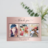 21歳の誕生日バラ金ゴールド赤面写真サンキューカード サンキューカード (スタンド正面)