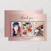 21歳の誕生日バラ金ゴールド赤面写真サンキューカード サンキューカード (正面/裏面)