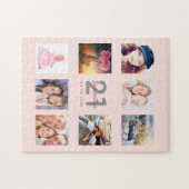 21歳の誕生日バラ金ゴールド赤面写真 ジグソーパズル (横)