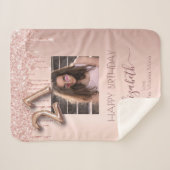 21歳の誕生日バラ金ゴールド赤面友だち写真 シェルパブランケット (正面(横))