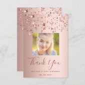 21歳の誕生日バラ金ゴールド赤面星写真 サンキューカード (正面/裏面)