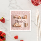 21歳の誕生日バラ金ゴールド スタンダードカクテルナプキン (インサイチュ)