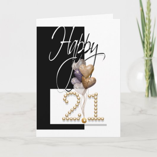 21歳の誕生日バルーンおめでとうおもしろい。 カード (正面)