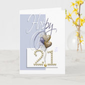 21歳の誕生日バルーンおめでとうエレガント。 カード (黄色い花)