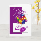 21歳の誕生日バルーンおめでとう カード (黄色い花)