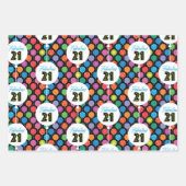 21歳の誕生日バルーンカラフル水玉模様星 ラッピングペーパーシート (正面3)