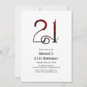 21歳の誕生日パリ、エッフェルタワー、赤風船 招待状 (正面)