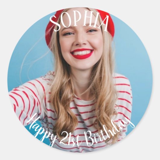 21歳の誕生日パーソナライズされたパーティーバッグ ラウンドシール (正面)