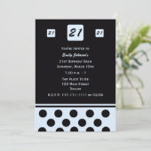 21歳の誕生日パーティの招待状モダン21インブルー 招待状 (スタンド正面)