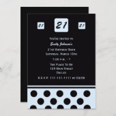 21歳の誕生日パーティの招待状モダン21インブルー 招待状 (正面/裏面)