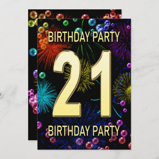 21歳の誕生日パーティの招待状花火大会 招待状 (正面/裏面)