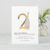 21歳の誕生日パーティの招待状金ゴールドとシャンパン 招待状 (スタンド正面)