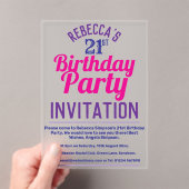 21歳の誕生日パーティの招待状 アクリル招待状 (インサイチュ (ポータブル))