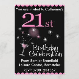21歳の誕生日パーティの招待状 – カクテルグラス 招待状
