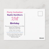21歳の誕生日パーティの招待状 ポストカード (裏面)