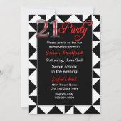 21歳の誕生日パーティの招待状 – 女性、B/Wヒール 招待状 (裏面)