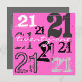 21歳の誕生日パーティの招待状 招待状 (正面/裏面)