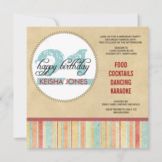 21歳の誕生日パーティの招待状 招待状 (正面)