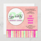 21歳の誕生日パーティの招待状 招待状 (正面/裏面)