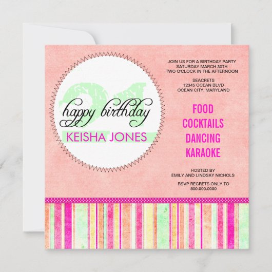 21歳の誕生日パーティの招待状 招待状 (正面)