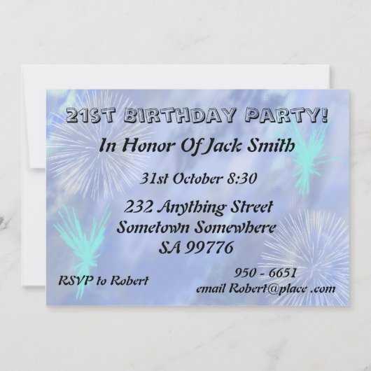21歳の誕生日パーティの招待状 招待状 (裏面)