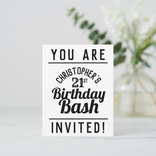 21歳の誕生日パーティの招待状 招待状 (スタンド正面)