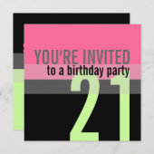 21歳の誕生日パーティの招待状 招待状 (正面/裏面)